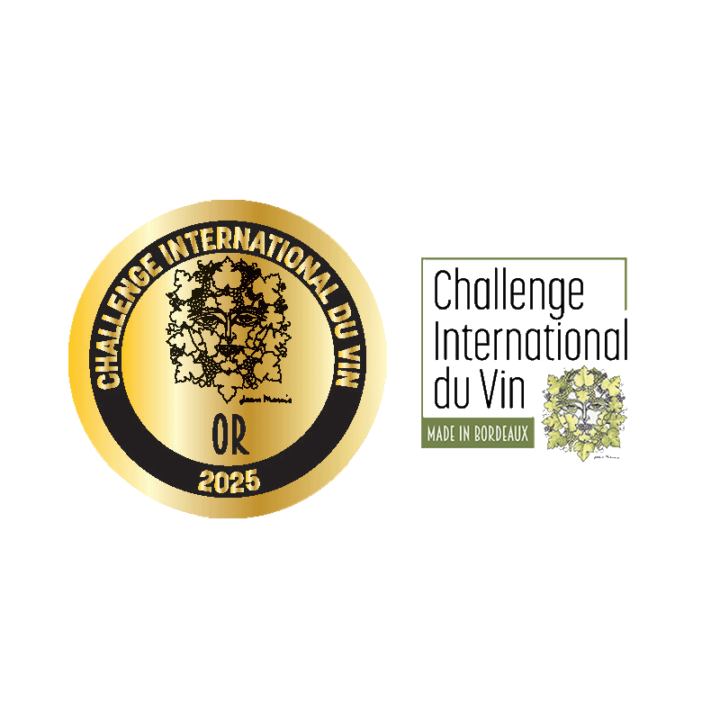 Médaille d’or 2025 du Challenge International du Vin, concours de dégustation à Bordeaux.